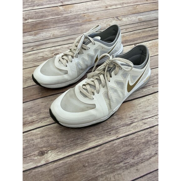 Nike Dual Fusion TR 3 White Gold Running Training Athletic Shoes Womens Size 9 - Picture 1 of 9